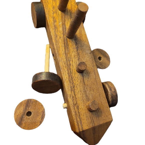 VINTAGE WOODEN TRAIN AND BLOCKS BUILDING SET 29 PIECES KIDS TOY - Picture 5 of 7